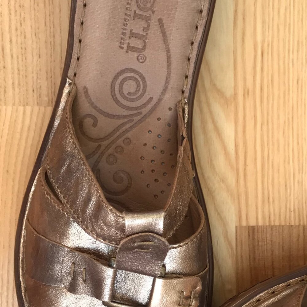 Born Gold Metallic Leather Boho Slide Comfort Sandals Woman’s 9 - Picture 4 of 7